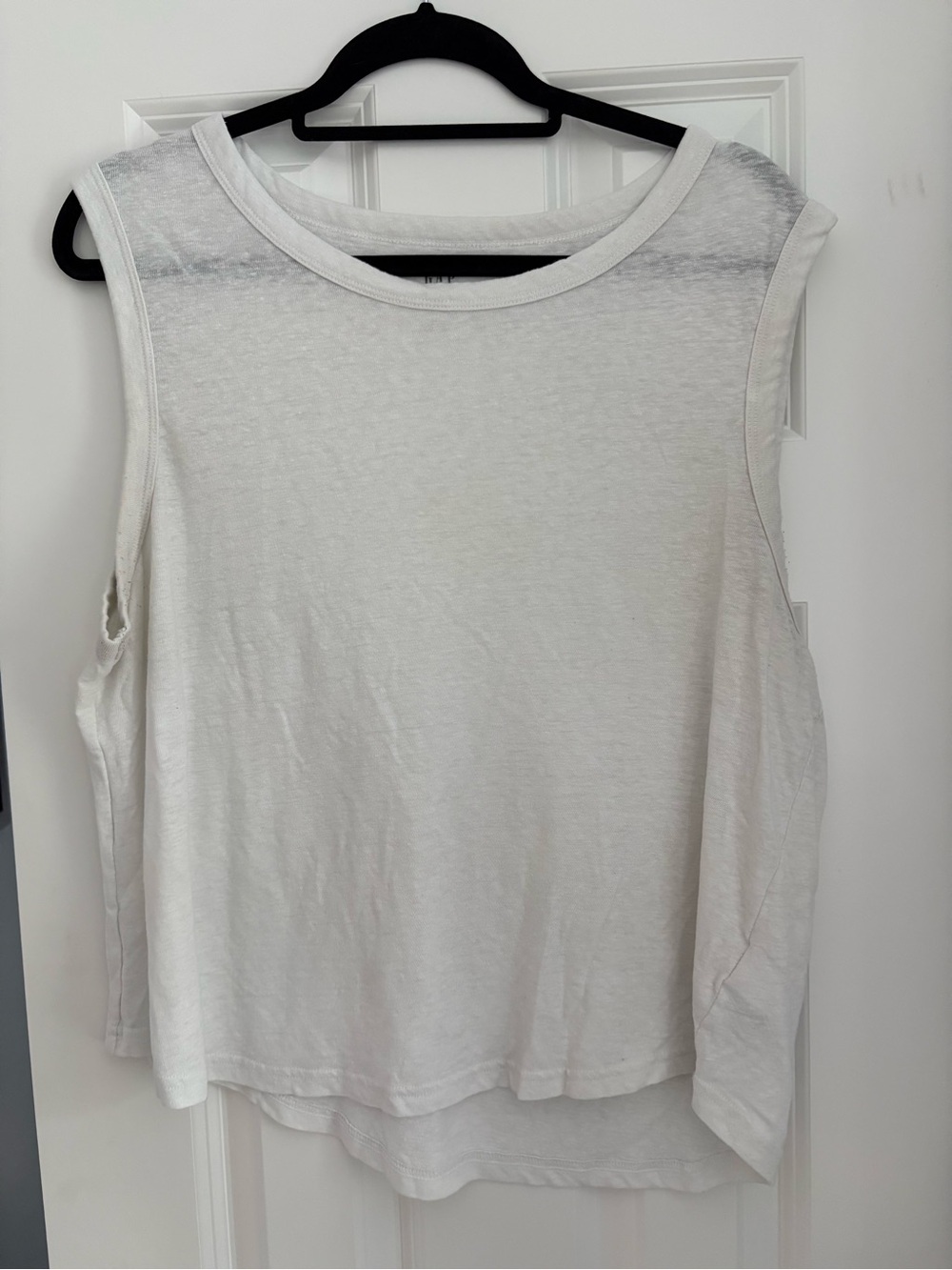 Gap White Sleeveless Linen Blend Women’s Tank Top